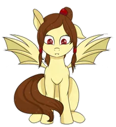 Size: 1791x1976 | Tagged: safe, artist:ilynalta, derpibooru import, oc, oc:noctalia, unofficial characters only, bat pony, pony, fangs, female, filly, red eyes, simple background, sitting, solo, spread wings, transparent background, wings