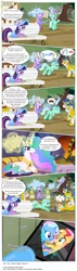 Size: 3355x11787 | Tagged: safe, artist:perfectblue97, derpibooru import, lyra heartstrings, princess celestia, sunset shimmer, trixie, twilight sparkle, earth pony, pony, unicorn, comic:without magic, absurd resolution, angry, arrested, bench, blank flank, blood, censored vulgarity, clothes, comic, crying, cuffs, dress, earth pony twilight, excrement, female, fireplace, grawlixes, groin attack, hat, implied anal insertion, implied insertion, injured, levitation, list, mace, magic, male, manacles, mare, nosebleed, on back, pencil, photo, photo frame, pictogram, protest, report, royal guard, sign, sitting, stallion, swearing, telekinesis, weapon