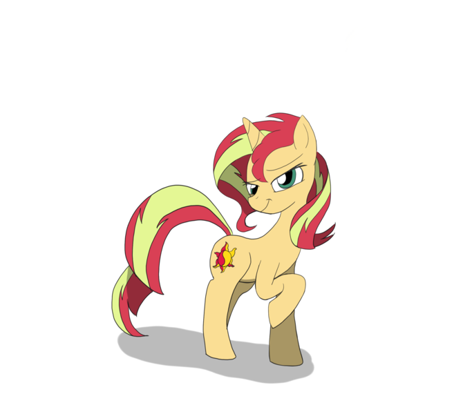 Size: 2752x2512 | Tagged: safe, artist:otakuponi, derpibooru import, sunset shimmer, pony, unicorn, looking at you, raised hoof, simple background, smiling, smirk, solo, transparent background