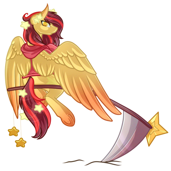 Size: 5000x5000 | Tagged: safe, artist:amazing-artsong, derpibooru import, oc, oc:star seeker, unofficial characters only, pegasus, pony, absurd resolution, looking at you, looking back, rear view, scythe, simple background, solo, transparent background