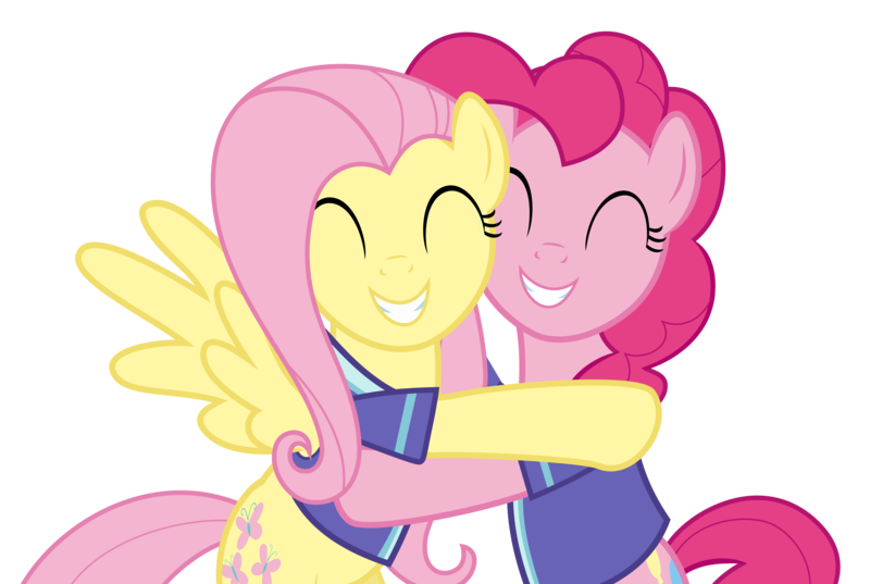 Size: 4472x3000 | Tagged: safe, artist:sollace, derpibooru import, fluttershy, pinkie pie, pony, buckball season, .svg available, absurd resolution, buckball uniform, cute, diapinkes, hug, shyabetes, simple background, smiling, transparent background, vector