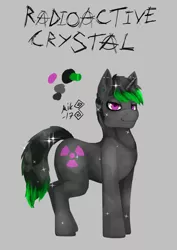 Size: 2894x4093 | Tagged: safe, artist:mik3thestrange, derpibooru import, oc, oc:radioactive crystal, unofficial characters only, crystal pony, pony, unicorn, absurd resolution, male, reference sheet, solo, stallion