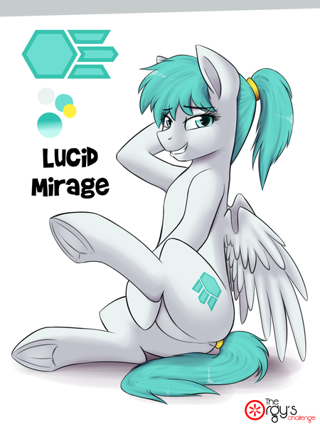 Size: 2400x3200 | Tagged: suggestive, artist:jcosneverexisted, derpibooru import, oc, oc:lucid mirage, unofficial characters only, pony, cutie mark, featureless crotch, female, plot, reference sheet, simple background, solo, solo female, the orgy's challenge, white background