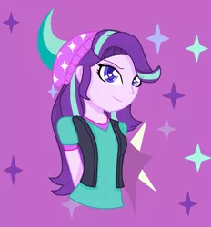 Size: 1085x1169 | Tagged: safe, artist:rebeeccadesings, derpibooru import, starlight glimmer, equestria girls, mirror magic, spoiler:eqg specials, beanie, clothes, cute, female, glimmerbetes, hat, smiling, solo, vest