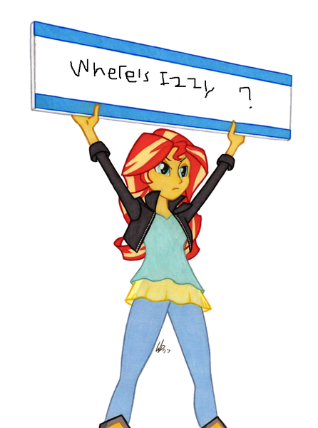 Size: 761x1024 | Tagged: safe, artist:manly man, derpibooru import, sunset shimmer, equestria girls, exploitable meme, female, guns n roses, meme, obligatory pony, sign, simple background, solo, sunset's board, white background