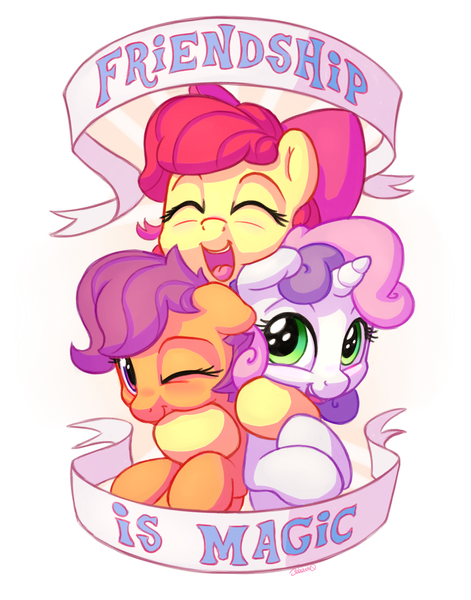 Size: 1100x1400 | Tagged: safe, artist:bobdude0, derpibooru import, apple bloom, scootaloo, sweetie belle, pony, adorabloom, cute, cutealoo, cutie mark crusaders, diasweetes, free hugs, hug