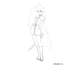 Size: 2000x2000 | Tagged: artist:chickenbrony, cloak, clothes, crown, derpibooru import, human, humanized, jewelry, princess luna, regalia, saber, safe, serious, serious face, solo, warrior, warrior luna, weapon, wip