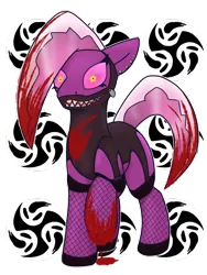 Size: 774x1032 | Tagged: grimdark, artist:trashcave01, derpibooru import, pony, 2spot, blood, bloody bunny: first blood, dizzyland carousel horse, pony reference, possibly pony related, purple blade, razor mane, simple background, transparent background