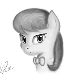 Size: 2000x2000 | Tagged: safe, artist:qbellas, derpibooru import, octavia melody, earth pony, pony, bowtie, bust, cute, female, grayscale, mare, monochrome, portrait, redraw, simple background, solo, white background