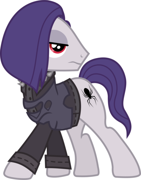 Size: 1029x1315 | Tagged: safe, artist:lightningbolt, derpibooru import, funnel web, earth pony, pony, honest apple, .svg available, clothes, emo, frown, hair over one eye, jacket, lidded eyes, looking back, male, model, ripped, ripped shirt, ripped sleeves, shirt, simple background, solo, spikes, stallion, standing, strutting, svg, transparent background, undershirt, vector