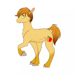 Size: 3240x3240 | Tagged: safe, artist:xenalollie, deleted from derpibooru, derpibooru import, oc, oc:jazz apple, unofficial characters only, earth pony, pony, high res, male, raised hoof, simple background, solo, stallion, white background