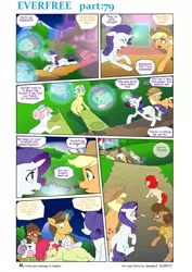 Size: 4545x6424 | Tagged: safe, artist:jeremy3, derpibooru import, apple bloom, applejack, doctor horse, doctor stable, nurse coldheart, nurse redheart, nurse snowheart, rarity, sweetie belle, twist, oc, oc:trissie, pony, comic:everfree, absurd resolution, comic, injured, magic, missing accessory