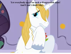 Size: 951x720 | Tagged: cropped, derpibooru import, edit, edited screencap, gilbert and sullivan, lyrics, prince blueblood, princess ida, rarity, safe, screencap, song reference, text, the best night ever