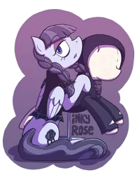 Size: 1509x1920 | Tagged: safe, artist:zanefir-dran, derpibooru import, inky rose, pegasus, pony, honest apple, clothes, female, goth, mannequin, solo