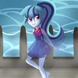 Size: 1024x1024 | Tagged: safe, artist:wubcakeva, derpibooru import, sonata dusk, equestria girls, rainbow rocks, clothes, dress, jewelry, pendant, smiling, solo