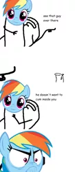 Size: 364x838 | Tagged: suggestive, derpibooru import, edit, rainbow dash, pony, angry, do i look angry, female, florkofcows, hey man see that guy over there, iwtcird, mare, meme