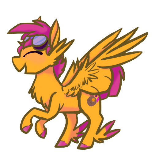 Size: 519x516 | Tagged: safe, artist:ashleybances, derpibooru import, scootaloo, pony, alternate cutie mark, eyes closed, goggles, older, simple background, solo, transparent background, winged hooves