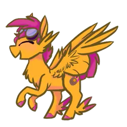 Size: 519x516 | Tagged: safe, artist:ashleybances, derpibooru import, scootaloo, pony, alternate cutie mark, eyes closed, goggles, older, simple background, solo, transparent background, winged hooves