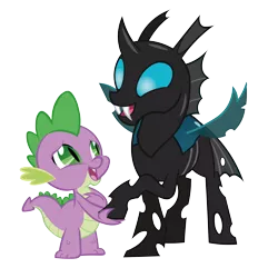 Size: 13856x13380 | Tagged: absurd resolution, artist:dragonm97hd, changeling, derpibooru import, dragon, duo, safe, simple background, singing, song, spike, the times they are a changeling, thorax, transparent background, vector