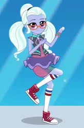 Size: 644x984 | Tagged: safe, derpibooru import, screencap, sugarcoat, dance magic, equestria girls, spoiler:eqg specials, clothes, converse, cropped, cute, dancing, glasses, looking at you, shoes, skirt, smiling, socks, solo, sugarcute