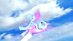 Size: 1920x1080 | Tagged: safe, artist:loveslove, derpibooru import, trixie, pony, unicorn, 3d, female, flight, magic, mare