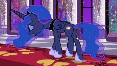 Size: 462x261 | Tagged: safe, derpibooru import, screencap, princess luna, pony, a royal problem, cropped, exhausted, female, mare, plot, swapped cutie marks