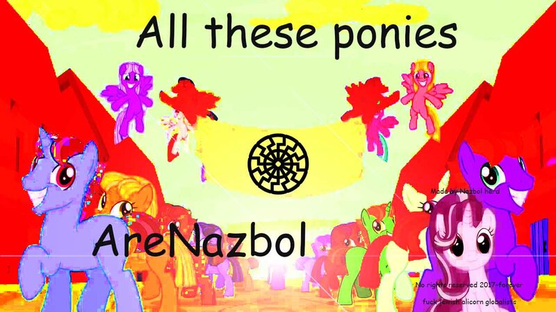 Size: 1280x720 | Tagged: safe, derpibooru import, edit, starlight glimmer, earth pony, pegasus, pony, unicorn, the cutie map, comic sans, deep fried meme, equal town banner, female, flying, grin, hoof hold, image macro, male, mare, meme, nazbol, politics, raised hoof, smiling, sonnenrad, squee, stallion, vulgar, wat