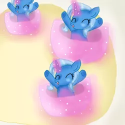 Size: 512x512 | Tagged: safe, artist:doraemonfan4life, derpibooru import, trixie, pony, unicorn, all bottled up, cup, female, mare, multeity, teacup, that pony sure does love teacups, triality, trixie army