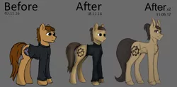 Size: 2000x984 | Tagged: safe, artist:al1-ce, derpibooru import, oc, oc:sinraal, unofficial characters only, pony, comparison, draw this again, progress, solo