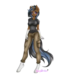 Size: 2500x2700 | Tagged: anthro, anthro oc, artist:bunnywhiskerz, cargo pants, clothes, derpibooru import, oc, oc:sapphire, pants, safe, shirt, simple background, solo, transparent background, t-shirt, unguligrade anthro, unofficial characters only