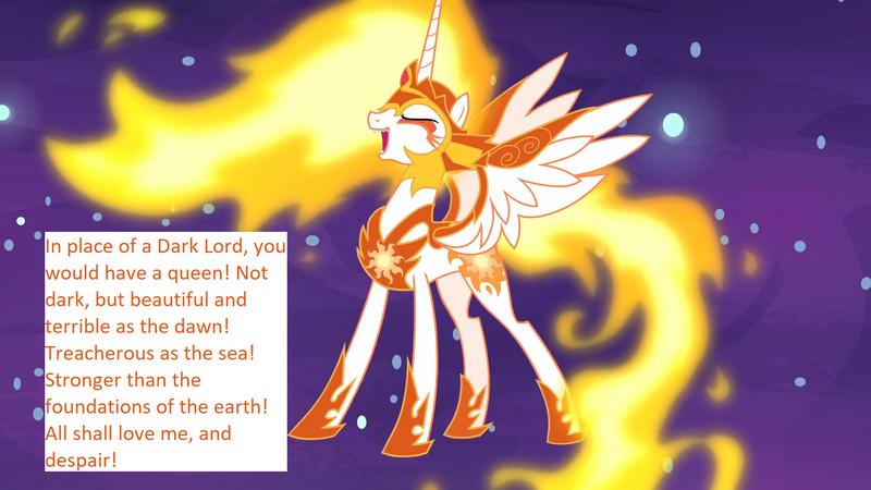 Size: 1920x1080 | Tagged: safe, derpibooru import, edit, edited screencap, screencap, daybreaker, pony, a royal problem, female, galadriel, lord of the rings