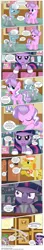 Size: 3381x19146 | Tagged: safe, artist:perfectblue97, derpibooru import, carrot cake, diamond tiara, princess celestia, silver spoon, spike, twilight sparkle, dragon, earth pony, pony, comic:without magic, absurd resolution, bandaid, bathroom, bender bending rodriguez, bite my shiny metal ass, blank flank, candy, clothes, comic, earth pony twilight, female, food, futurama, implied diarrhea, implied pooping, male, mare, poster, sugarcube corner