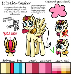 Size: 1300x1350 | Tagged: safe, artist:alittleofsomething, derpibooru import, oc, oc:lola cloudmaker, unofficial characters only, pegasus, pony, ask-lola-cloudmaker, blushing, reference sheet, smiling, solo