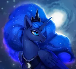 Size: 1200x1082 | Tagged: safe, artist:rodrigues404, derpibooru import, princess luna, alicorn, pony, bust, female, mare, moon, portrait, solo