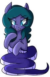 Size: 1301x2000 | Tagged: artist:themodpony, blue eyes, derpibooru import, fangs, female, lamia, oc, oc:alesia, original species, safe, simple background, smiling, smirk, snake, snake pony, solo, tail, transparent background, unofficial characters only