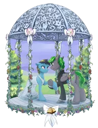 Size: 2040x2640 | Tagged: safe, artist:silfoe, derpibooru import, oc, oc:karl, oc:zeal, unofficial characters only, earth pony, pegasus, pony, clothes, commission, dress, female, looking at each other, male, mare, marriage, oc x oc, shipping, simple background, smiling, stallion, straight, transparent background, wedding, wedding dress