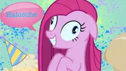 Size: 600x338 | Tagged: safe, derpibooru import, pinkie pie, pony, dooble, halosche, insanity, pinkamena diane pie, two more eggs