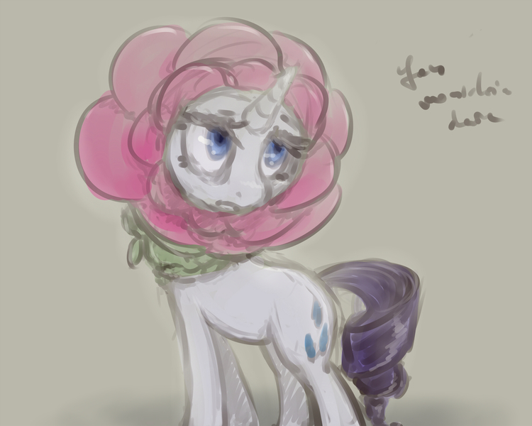 Size: 2000x1600 | Tagged: safe, artist:plotcore, derpibooru import, rarity, pony, unicorn, forever filly, female, flower costume, flowerity, mare, simple background, sketch, solo