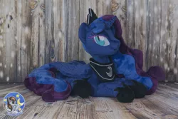 Size: 1000x667 | Tagged: safe, artist:essorille, derpibooru import, princess luna, pony, irl, nightmare luna, photo, plushie, prone, solo