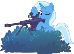 Size: 2625x1935 | Tagged: safe, artist:jotoast, derpibooru import, trixie, oc, pony, unicorn, .50 cal, barrett m82, female, gun, mare, one eye closed, simple background, sniper, this will end in death, transparent background, vector, weapon
