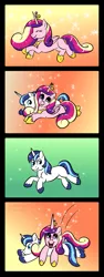 Size: 581x1538 | Tagged: safe, artist:haretrinity, derpibooru import, princess cadance, shining armor, pony, comic, cuddling, cute, cutedance, glomp, missing cutie mark, prone, smiling