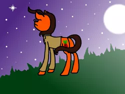 Size: 4000x3000 | Tagged: safe, artist:smannawarp, derpibooru import, oc, oc:tomato sandwich, unofficial characters only, earth pony, pony, absurd resolution, business suit, clothes, facing away, fanart, glasses, grass, moon, night, solo, stars, wind, windswept hair, windswept mane