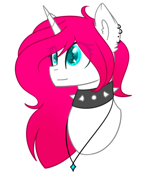 Size: 1177x1440 | Tagged: safe, artist:despotshy, derpibooru import, oc, oc:button love, unofficial characters only, pony, unicorn, bust, choker, female, mare, portrait, simple background, solo, spiked choker, transparent background