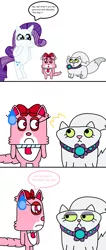 Size: 728x1714 | Tagged: safe, artist:penelopehamuchan, derpibooru import, opalescence, rarity, cat, pony, comic, garnet, jewelpet, sanrio, sega