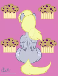 Size: 800x1035 | Tagged: safe, artist:missanimegrl, derpibooru import, derpy hooves, pegasus, pony, both cutie marks, cutie mark background, female, mare, plot, raised hoof, rear view, sitting, solo, watermark