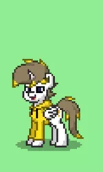 Size: 480x800 | Tagged: safe, derpibooru import, oc, unofficial characters only, alicorn, pony, pony town, alicorn oc, clothes, green background, hoodie, repost, simple background, smiling, solo