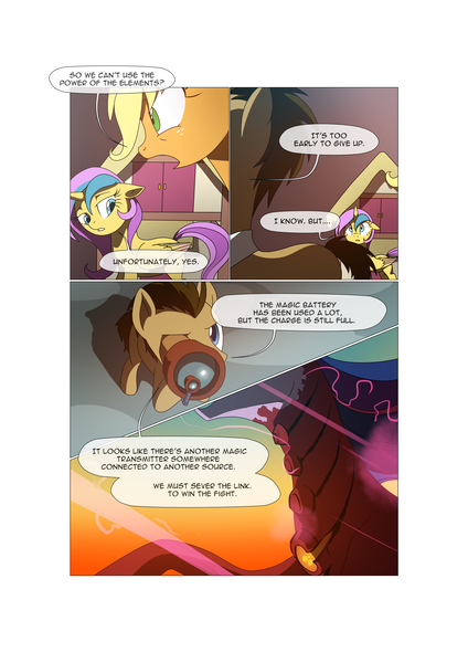 Size: 3541x5016 | Tagged: safe, artist:gashiboka, derpibooru import, applejack, doctor whooves, princess gold lily, time turner, twilight sparkle, twilight sparkle (alicorn), oc, oc:brotonia, alicorn, earth pony, pony, unicorn, comic:recall the time of no return, absurd resolution, comic, continuity, elements of harmony, female, floppy ears, keys of harmony, mare, shocked