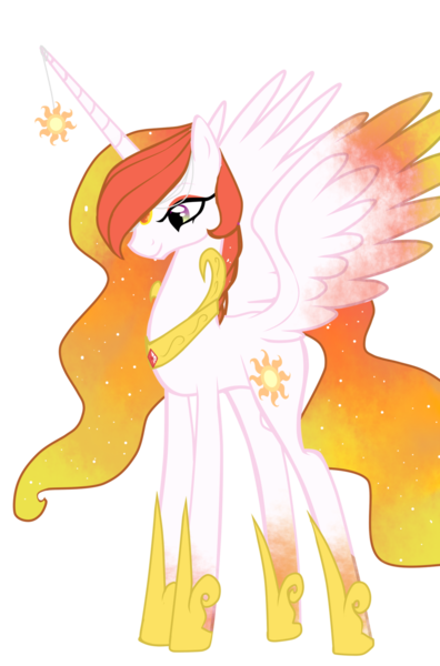 Size: 1024x1551 | Tagged: safe, artist:xxmissteaxx, derpibooru import, princess celestia, alicorn, pony, alternate design, colored wings, colored wingtips, female, mare, simple background, solo, transparent background