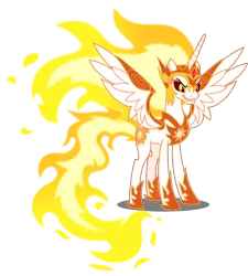 Size: 4492x5000 | Tagged: safe, artist:dashiesparkle, derpibooru import, daybreaker, alicorn, pony, a royal problem, absurd resolution, female, helmet, mane of fire, mare, simple background, smiling, solo, spread wings, transparent background, vector, wings