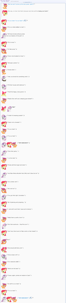 Size: 873x3978 | Tagged: apple bloom, artist:dziadek1990, beauty and the beast, conversation, cutie mark crusaders, derpibooru import, description is relevant, dialogue, disney, emotes, emote story, fourth wall, link in description, link in source, prank, reddit, reference, safe, scootaloo, slice of life, song, song reference, sweetie belle, text